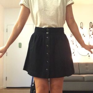 Black buttoned flare skater skirt